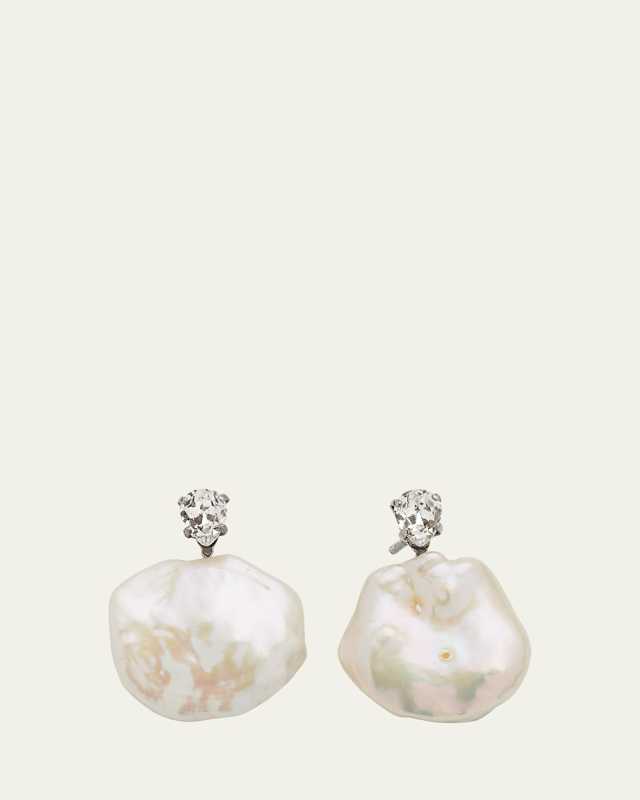Natural Pearl Crystal Stud Earrings
